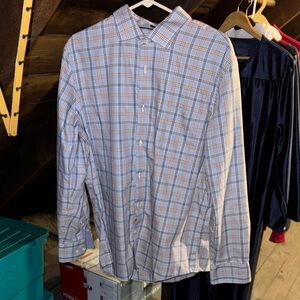 John W. Nordstrom Blue and White Casual Button Down Shirt